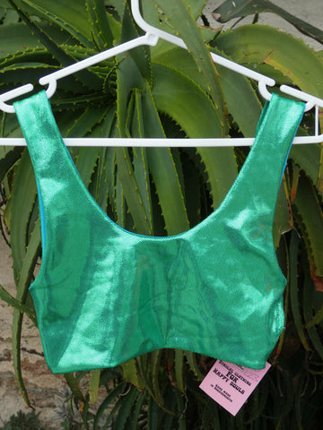 Green shimmer bikini top size 10